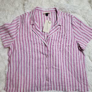 Target Universal Thread Linen Pink Striped Shirt
